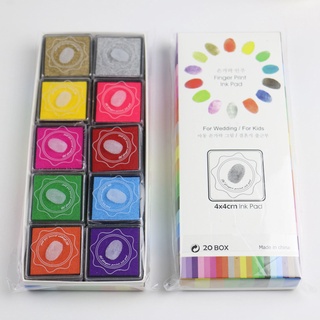 20 colores coloridos almohadillas de tinta de mano dedo de tinta almohadillas para niños dedo pintura diy