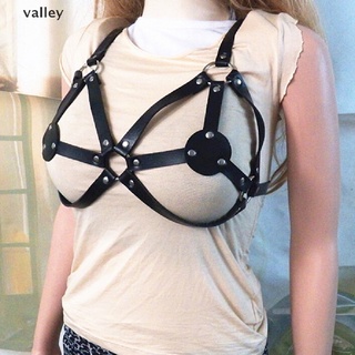 Valley Mujer Cuero Cuerpo Pecho Arnés Jaula Sujetador Cinturón Gótico Collar Gargantilla Negro CL (5)