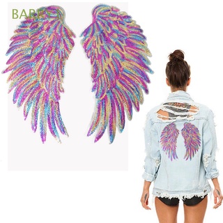 Barry1 Rainbow lentejuelas hierro en bricolaje Craft parche 2pcs para ropa Jeans bordado insignias alas de ángel apliques