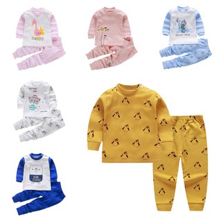 Otoño bebé niños niñas niños pijamas lindo de dibujos animados impresión de manga larga blusa Tops+pantalones ropa de dormir trajes conjunto