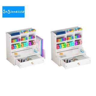 Organizador de escritorio blanco, caja de soporte de bolígrafo de bricolaje, estante de almacenamiento estacionario de escritorio para la escuela en casa (C03-1)