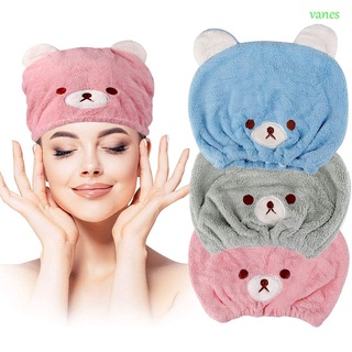 Vanes niñas pelo seco gorra niños turbante envoltura toalla sombrero después de ducha mujeres Super absorbente baño oso en forma de suave gorro de ducha