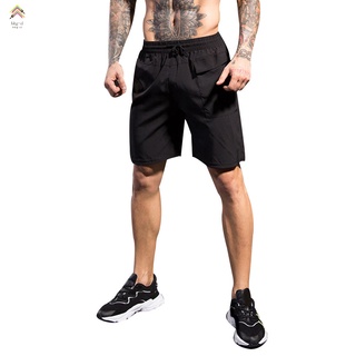 Los hombres pantalones cortos de entrenamiento de Fitness Invisible cremallera bolsillos de secado rápido pantalones deportivos Casual suelto