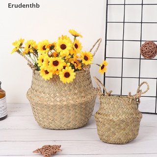 Erudenthb Seagrass Belly Basket Wicker Storage Basket Folding Plant Pot Straw Garden Decor *Hot Sale