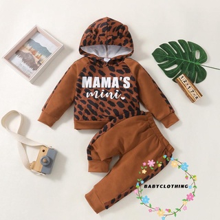 Bbcq-2pcs Unisex Baby chándal, leopardo impresión manga larga jersey camisa + pantalones casuales para niños pequeños, niñas, 3-24 meses