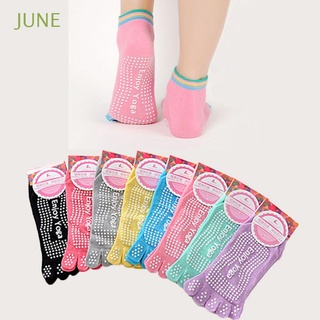 june calcetines deportivos coloridos para mujer/calcetines de cinco dedos/calcetines de yoga/nuevos calcetines de silicona antideslizantes transpirables para ballet