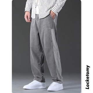 Pantalones vaqueros para hombre sueltos rectos Casual ancho pierna pantalones Denim Retro Streetwear Hip Hop pantalones