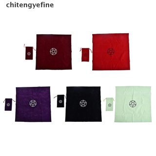 Ctyf Pentagram Tarot Tablecloth with Bag Velvet Altar Tarot Cloth Pentacles Mat Fine