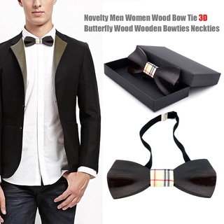 0825# Novelty Men Women Wood Bow Tie 3D Butterfly Wood Wooden Bowties Neckties