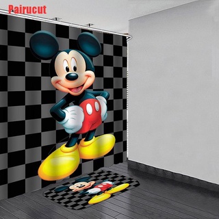 Pairucut Mickey MouseBathroom juego de alfombras impermeables de poliéster tela de baño cortina de ducha