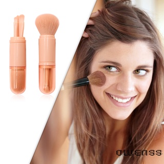 (Owenss) Retráctil 4 en 1 juego de brochas de maquillaje sombra de ojos polvo suelto cepillo herramientas de belleza
