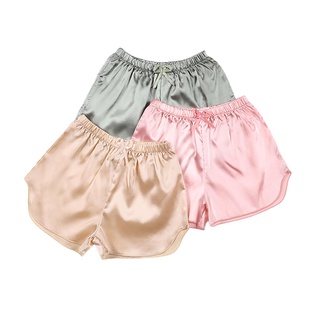 ☆Du✡Pantalones cortos de verano para niños, Color sólido elástico de cintura media pantalones cortos con lazo decoración para niñas,