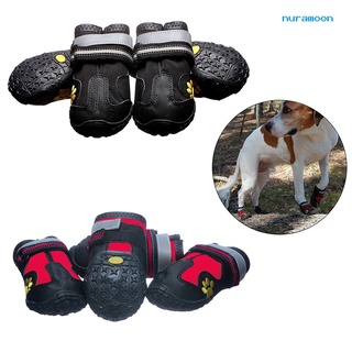 nuramoon 4Pcs Moda Impermeable Mascota Perro Zapatos Antideslizante Cómodo Botas Reflectantes