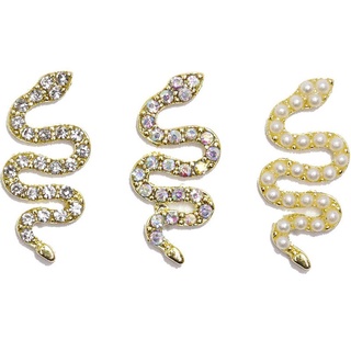 BALLOWE Colorful Snake Nail Charms Retro Nail Art Rhinestone 3D Nail Art Decorations Glitter Luxury Large Nails Ornaments Metal Nail Jewelry DIY Manicure Accessories (7)