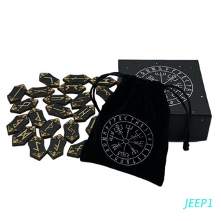 jeep 25 unids/set de runas de madera runas piedra para adivinación tallada energía piedra kit