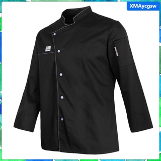 chef abrigo chaqueta de manga larga catering cocina trabajo uniforme ropa negro m (3)