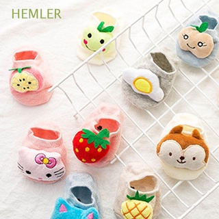 HEMLER Girls Newborn Floor Socks Infant Cartoon Baby Socks Cute Fruit Stereo Doll Children Cotton Soft Non-Slip Sole