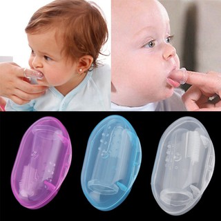 Cepillo de dientes de silicona suave para bebés/masajeador de dientes con caja