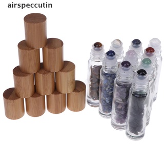 [airspeccutin] 10 ml tapa de bambú tapas de aceite esencial gema rodillo botellas de vidrio chips [airspeccutin] (1)
