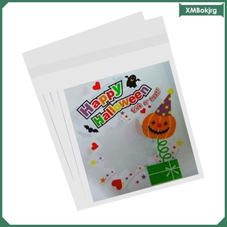 100 bolsas cuadradas de plástico para fiesta de halloween, dulces, dulces, bolsas de regalo para niños (1)