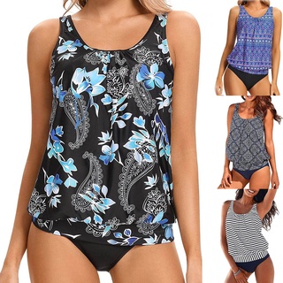 *DMGO*=Women Plus Size Print Strappy Back Tankini Set Two Piece Swimsuits Swimdress