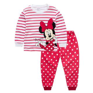 Bebé Niñas De Dibujos Animados Minnie Mouse Lindo Casual Pijamas Conjunto De Otoño Niños Ropa