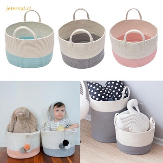 JET Nordic Woven Cotton Rope Storage Basket Laundry Hamper with Handles Blanket Toys Dirty Clothes Organizer Bin for Living Room Bedroom Kids Room