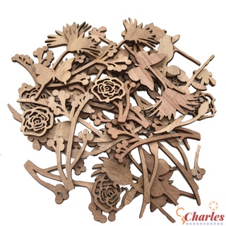 30 piezas/paquete De hojas De madera en forma De Flor con/varios Estilos/manualidades Para decoración De navidad/Diy (1)