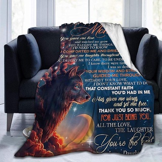 Warm Throw Blanket Wolf to My Mom Micro Fleece Blanket Bedroom Living Room Sofa Office Chair Weighted Blanket-All Season Premium Thick Bed Blanket for Men Women Child