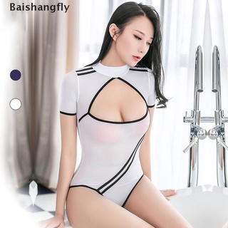 [bsf] mono de lencería sexy para mujer/mono de busto abierto/traje transparente de bikini/traje de baño/baishangfly
