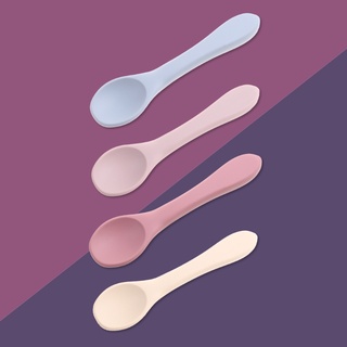 Algunos 3 pzs Set de alimentación para bebé/cuchara de silicona de grado alimenticio/cuchara/plata de succión/ vajilla (4)