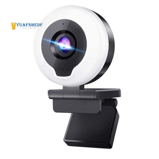 1080P Webcam with Microphone Adjustable Ring Light Autofocus Computer Camera USB Plug and Play Streaming Webcam