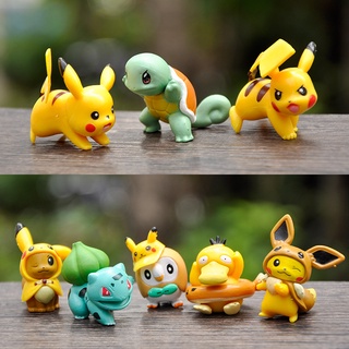 8 Pcs Pokemon Pikachu Moda Acessórios Do Carro Figuras De Ação Bonito Brinquedos De Presente