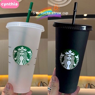 710ml Starbucks paja taza de agua botella de plástico fría reutilizable con tapa colección de verano de alta calidad cyn