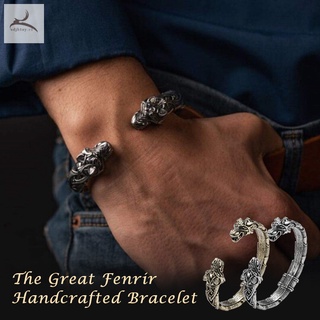 El gran Fenrir pulsera artesanal vikinga pulsera de moda joyería para hombres mujeres
