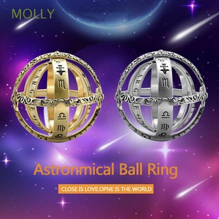 MOLLY Chic Finger Rings Universe Lover Gifts Astronomical Ball Ring Creative Couple Jewelry Cosmic Fashion Rotating Clamshell/Multicolor