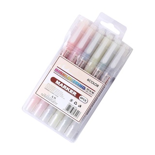 SA 6 Colors Dual Double Headed Highlighter Pens Fluorescent Marker Art Drawing Stationery School Supply