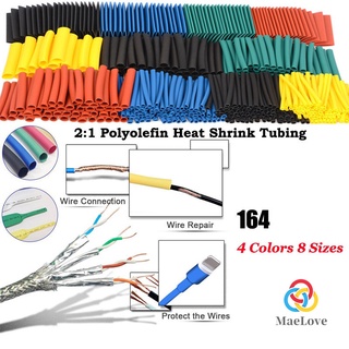 juego de 164 piezas de poliolefina contracción surtido de tubo termorretráctil de alambre aislado de bordillo conjunto de tubos