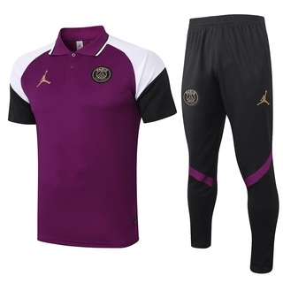 2021 jordan hombres púrpura polo camisa deportiva pantalones de fútbol conjunto de entrenamiento