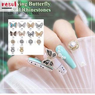 RESULTID New Nail Rhinestones Alloy Zircon 3D Flying Butterfly Nail Art Decorations Gold/Silver DIY Manicure Nail Jewelry Luxury Crystal