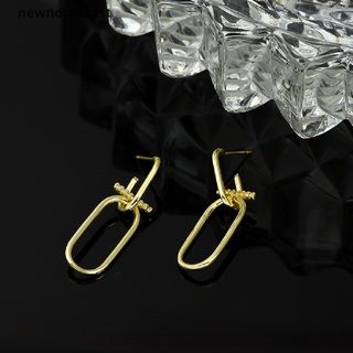 [newnorthcast] pendientes de aretes largos ovalados coreanos simples de diamantes de imitación de metal