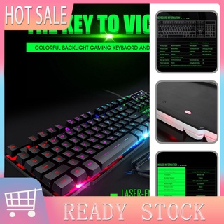 CAR_ Portable Wired Keyboard Mouse Backlit Game Keyboard Mouse Set Multi Colors for Notebook Desktop