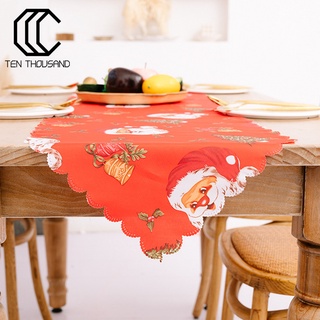 (Ten) Camino de mesa plegable suave y cómodo resistencia al desgarro decoración de navidad camino de mesa para el hogar (8)