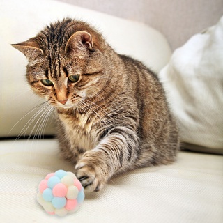 bylstore 3 piezas de peluche colorido gato juguete divertido interactivo campana animosa bola suministros para mascotas