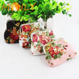 moily vintage rosa flor pequeño estampado floral monederos cambio de bolsa mujer titular de la tarjeta retro mini cartera/multicolor
