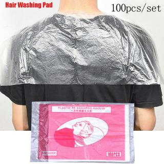 100Pc/ Pack salón de pelo desechable impermeable lavado de pelo almohadilla/ champú transparente capas/chal de corte de pelo (1)