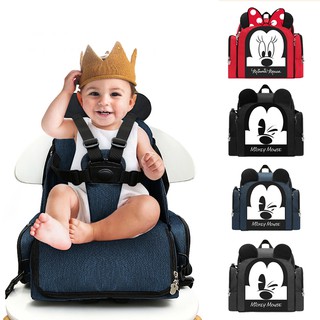 disney momia bolsa para pañales/botella/gran capacidad/multifunción/mochila de viaje/maleta de maternidad bolsa de almacenamiento de pañales puede ser silla de comedor mickey minnie silla bolsa