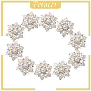 [FRENECI] 10 piezas de diamantes de imitación de cristal de imitación de perla flor DIY adorno botones de fondo plano