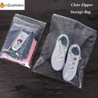IN2CAPITALEUR 5PCS New Storage Pouch Travel Clear Transparent Plastic Bag Self Seal Portable Waterproof Cloth Organizer Zipper Lock