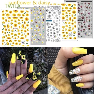 TWILA Manicure Nail Art Stickers Ultra-thin Water Transfer Sliders Decals 3D Rose Flower Sunflower Flower 1 Sheet Nail Gel Patch Holographic Temporary Tattoos (1)